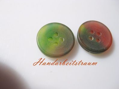 1 Kunststoffknopf Knöpfe grün rot marmoriert 15x3mm 4 Loch a 1,5mm Nr 868