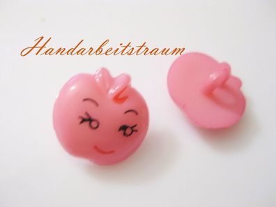 1Kunststoffkinderknopf Apfel rosa17x8mm Öse4mm Nr1172