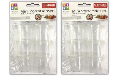 12 Stück Mini Vorratsdosen aus Kunststoff | Aufbewahrungsdosen Frischhaltedosen