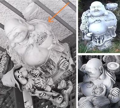 Steinfigur FENG SHUI Buddha 35 cm 18,3 kg Handarbeit Frostfest Wasserfest. NEU.