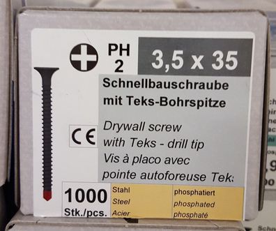 Gipskarton Rigips Schnellbauschrauben Bohrspitze 3,5x35 mm (4000 St.) TOP PREIS