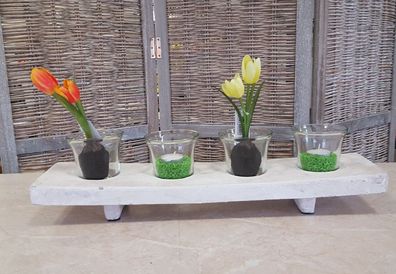Dekoschale Leuchter massiv Tischdeko Glas Schale Tablett Frühling
