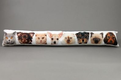 Zugluftstopper Kissen Luftzug mit 8 Tieren 85 x 15 cm, Hunde / Katzen