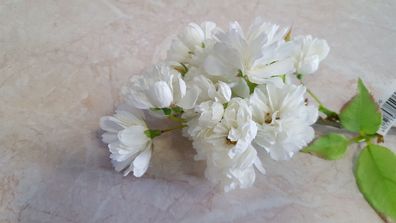 Kunstblume Kirschblütenzweig Dekozweig Kunstzweig 41 cm weiß