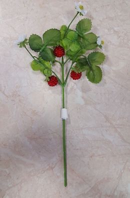 Brombeerpick mit 3 Früchten Kunstblume Brombeerstrauch 29 cm, rot