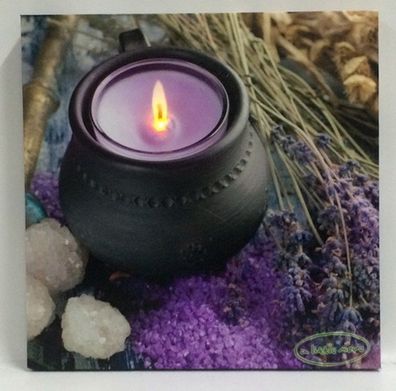 LED Bild Lavendel und Kerze 30x30 cm Wandbild Lichtdeko Leuchte