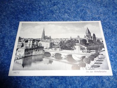 5217 / Ansichtskarte-Metz - An der Mittelbrücke