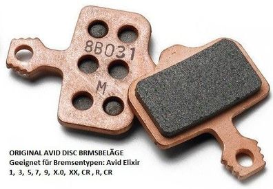Original Avid Elixir Disc Bremsbeläge gesintert Metall für Avid 1 3 5 7 XX XO CR R