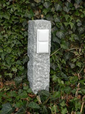 Doppelte Außensteckdose aus Granit, echter Naturstein, Gartensteckdose, Steckdose