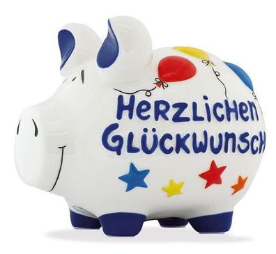 Sparschwein Herzlichen Glückwunsch Spardose Sparbüchse Keramik Geldgeschenk