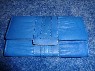 schöne unbenutzte Geldbörse / Portmonaise Leder blau