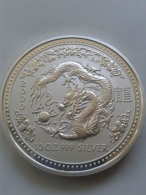 10$ 2000 Australien Lunar Drache dragon 10 Unzen 311g 999er Silber