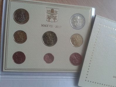 KMS 2017 Vatikan 2017 Kursmünzensatz im Folder Vatikan Papstwappen Papst Franziskus