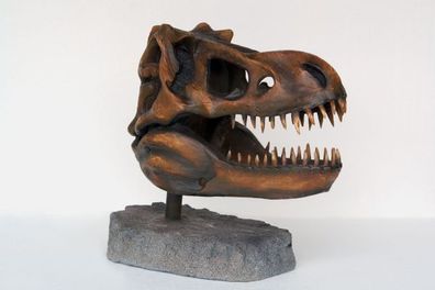 T-Rex Kopf als Skelett lebensgroß für draußen aus Polyresin