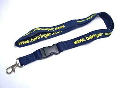 Lanyard Schlüsselanhänger Schlüsselband blau-gelb "Behringer" Werbeartikel