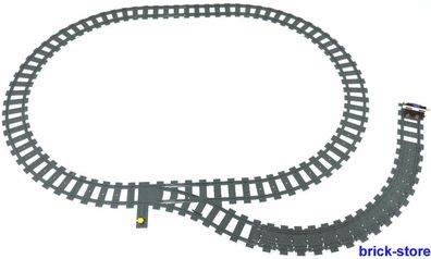 LEGO® Eisenbahn Schienenkreis mit Weiche/ rechts gerade/ Flex Schienen/ Prellbock