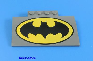 LEGO® ca. 4x8 x1 Batman bedruckt Dachstein dunkelgrau/ grau mit 1x4 Halterung