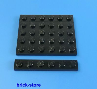 LEGO® 1x6 Platte schwarz / 6 Stück