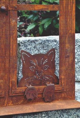 Katzenkopf Katze Dekoration Garten Fenster Zaunfigur Zaun Edelrost Rost Metall
