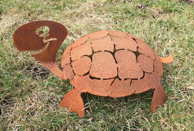 Schildkröte 3D Schildi 45cm Rost Edelrost Metall Rostfigur Gartendeko Teichdeko