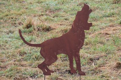 Hund RUSTY Jagdhund Edelrost Rost Rostfigur Gartenstecker Gartendekoration Tier