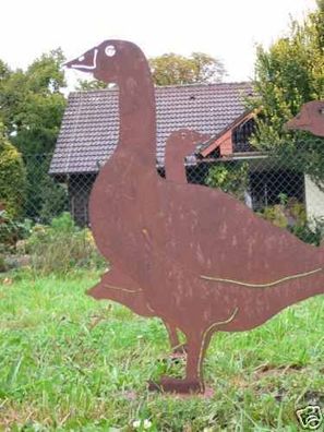 GANS stehend 60x50cm Edelrost Ente Vogel Rost Metall Figur Rostfigur Tier