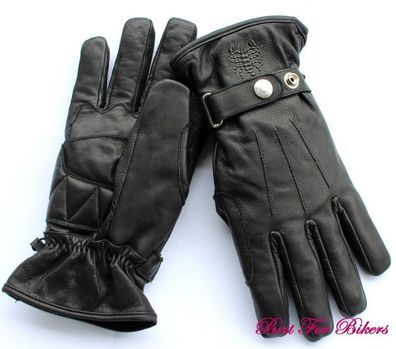 Leder-Handschuh Bobber, schwarz, leicht gefüttert