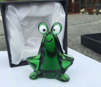 Glasskulptur FROSCH Ferdi mit Geschenkbox Skulptur Deko Glas Figur Dekoration