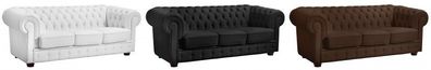 Sofa 3 Sitzer Couch Textilsofa Lederlook braun weiß schwarz Buche massiv