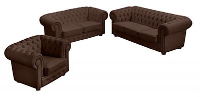 Garnitur Couchgarnitur 3tlg Sofa Sessel Leder oder Kunstleder braun weiß schwarz