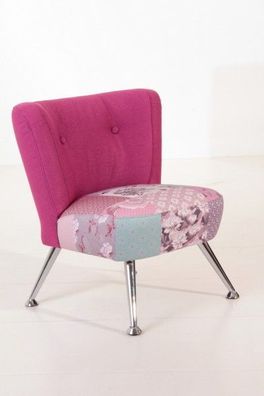 Stuhlsessel Sessel Stuhl Retro Retrostil Leinenoptik violett pink Patchwork Look