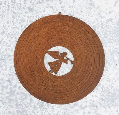 Windspiel ENGEL D18cm Weihnachten Rost Edelrost Figur Rostfigur Spirale Kreis