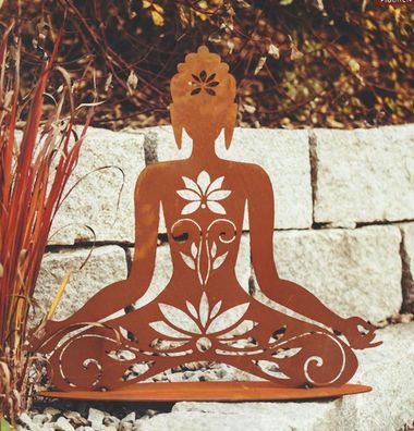 HINDU GÖTTIN meditierend H55cm Rost Edelrost Metall Figur Buddha Ganesha Yoga