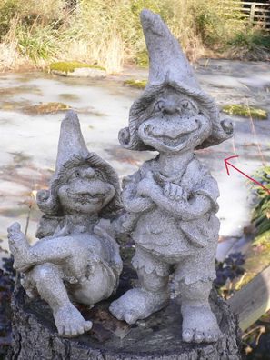 Wichtel stehend H:30cm Polyresin Gnom Troll Gartenzwerg Zwerg Kunststein