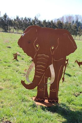 Elefant Afrika 120cm Edelrost Rost Metall Figur Rostfiguren Rostfigur Tier