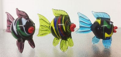 Glasskulptur FISCH bunt 3 Sorten Fische Skulptur Deko Glas Figur Dekoration