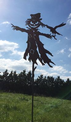 Vogelscheuche 60x52cm Rost Edelrost Metall Figur Gartenstecker Halloween 115cm