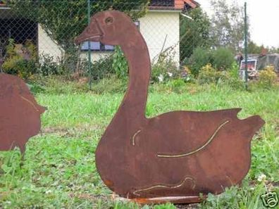 GANS sitzend 46x41cm Edelrost Ente Vogel Rost Metall Figur Rostfigur Tier Gänse