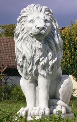 Steinfigur Löwe Löwen Leo rechts blickend H 53cm Torwächter Steinguss Steinfigur
