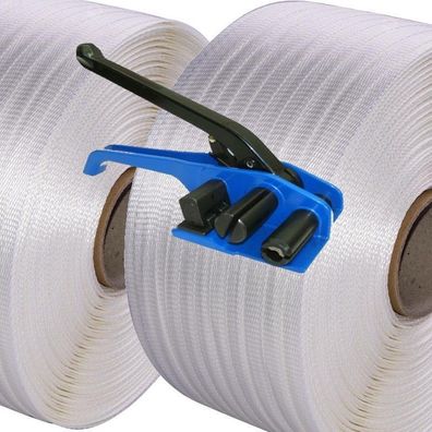 10 Rollen 25mm Textilband gewebt * auch zum Holz bündeln * + Bandspanner GRATIS