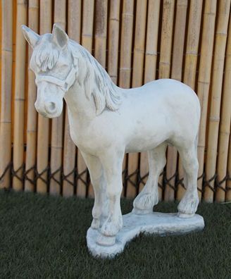 Steinfigur Pferd 59cm hoch Pferde Steinguss Bauernhof Tier Figur