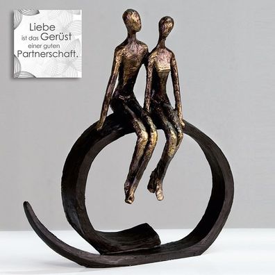 Skulptur CLOSE H35cm bronze Paar auf Ring sitzend Liebespaar Hochzeit Dekoration