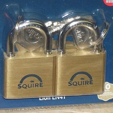 2 Squire Messing - Vorhängeschlösser 40 mm - gleichschliessend mit 4 Schlüssel