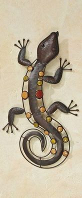 Wanddeko Salamander Nizza mit Steinen Eidechse Echse Gecko Wandobjekt 52cm