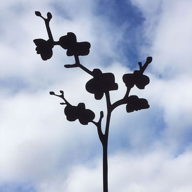 Orchideen mit Zweig zum Stecken 29x56cm Orchidee Blume Topfstecker Edelrost Rost