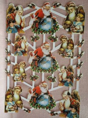 TBZ Glanzbilder-Bogen geprägt folienverziert: Weihnachten Weihnachtsmann - AUSwAHL -