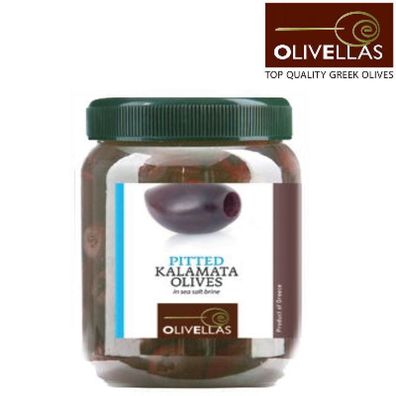 Kalamata Oliven Olivellas 800g Typ super colossal 111-120 ohne Kern in Salzlake