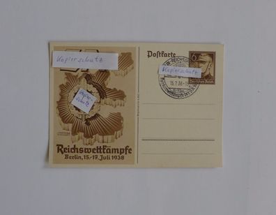 Ganzsachenkarte 6 Pf Deutsches Reich Berlin 1938 Sonderstempel Reichswettkämpfe