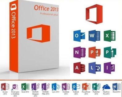 Microsoft Office 2013 Professional Plus Vollversion MS Win Pro 32 + 64 Bit
