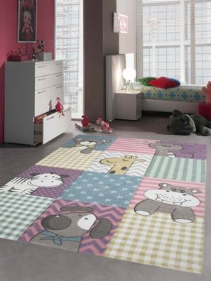 Merinos Kinderteppich Spielteppich mit Wolken in Rosa Gr/ö/ße 80x150 cm